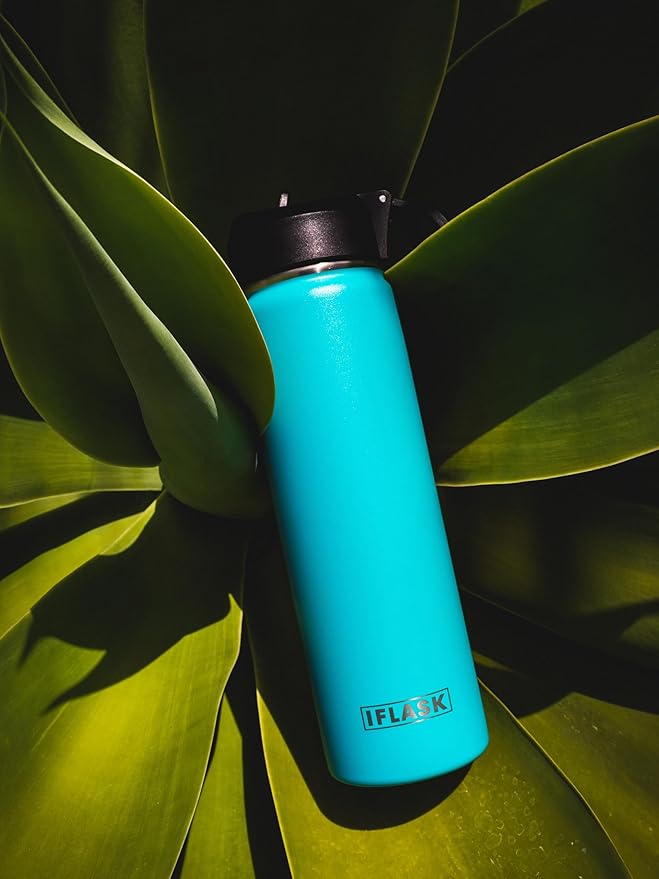 Sport Travel Outdoor Water Bottle with Spout and Straw Lids | Leak Proof | Insulated Stainless Steel Double Walled | BPA and Sweat free | Hot & Cold | For Kids Men & Women (Blue, 22 oz)