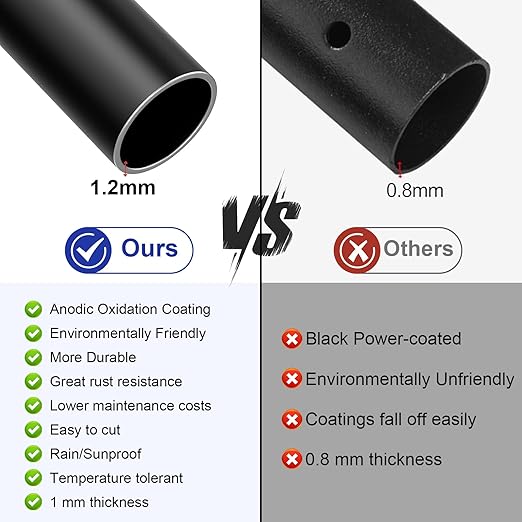 CKE 60 Pack 26" Round Aluminum Deck Balusters, 3/4" Diameter Hollow Round Black Aluminum Balusters for Deck Railing, Metal Deck Baluster Staircase Spindles with Screws/Conector for Railing Fencing R26