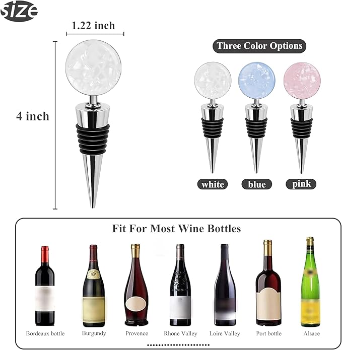 LIZIMANDU Wine Bottle Stoppers,Stainless Steel Wine Stoppers For Gifts, Bar, Holiday Party, Wedding(3-Shell)