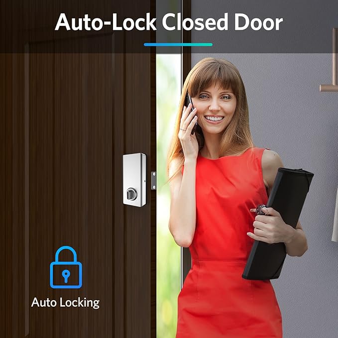 Keyless Entry Door Lock, Smart Deadbolt Lock with Bluetooth App, Electronic Keypad, IC Card, Spare Keys, Security Waterproof Smart Lock Easy Install USB Ideal for Home Use, Office, Hotel.(Sliver)