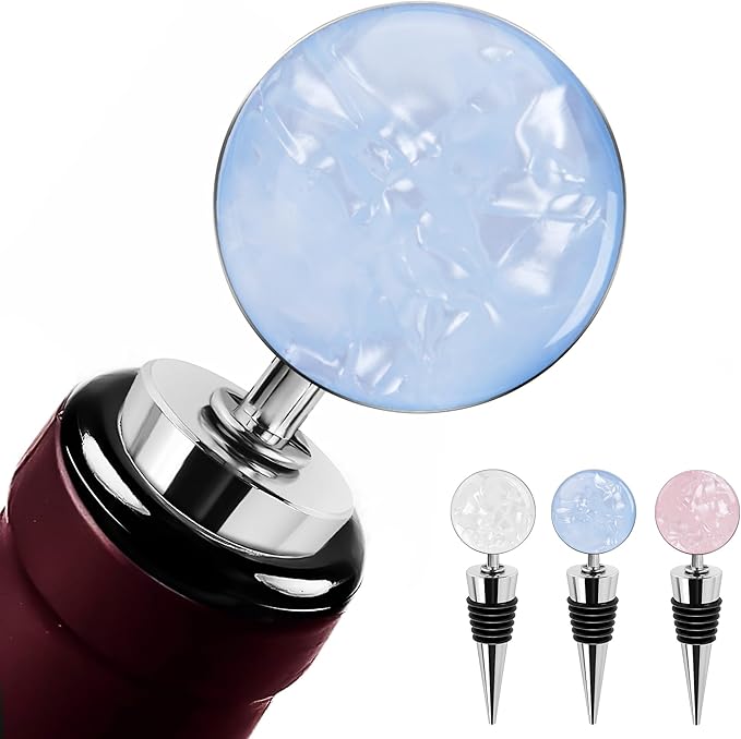 LIZIMANDU Wine Bottle Stoppers,Stainless Steel Wine Stoppers For Gifts, Bar, Holiday Party, Wedding(3-Shell)