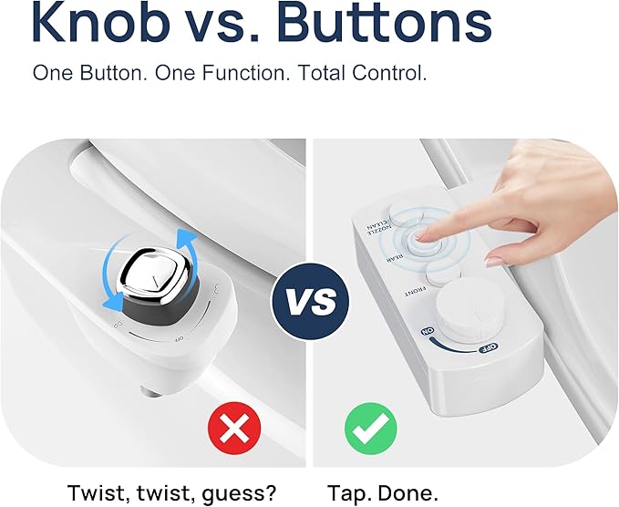 Fresh Water Bidet with Self-cleaning Dual Nozzles for Rear And Feminine Washing, Non-Electric Bidet Toilet Attachment, with Waterproof Cover to Prevent Leaking, Adjustable Water Pressure