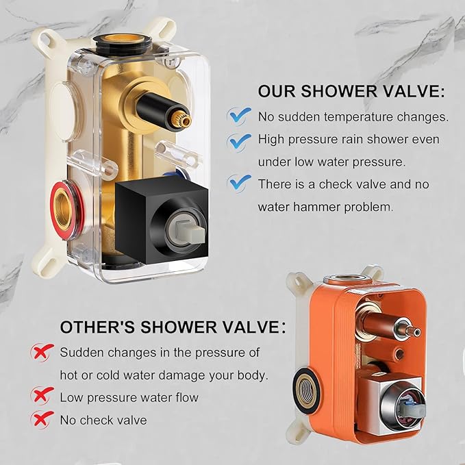 JOMEOO® 12 Inch Matte Black Shower System, Wall Mounted High Pressure Rain Shower Head with Handheld Sprayer, Bathroom Luxury Black Shower Head Shower Faucet Set Rough in Valve Body and Trim