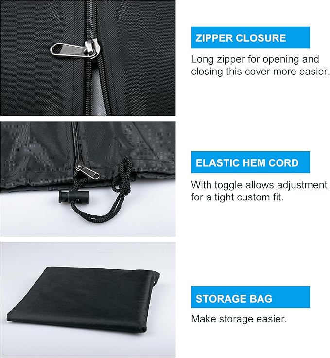 OKPOW Patio Umbrella Cover for 9ft to 12ft Outdoor Umbrellas - 420D Waterproof Garden Market Umbrella Cover Outside Parasol Covers with Zipper for Deck Pool Beach Umbrellas, Black