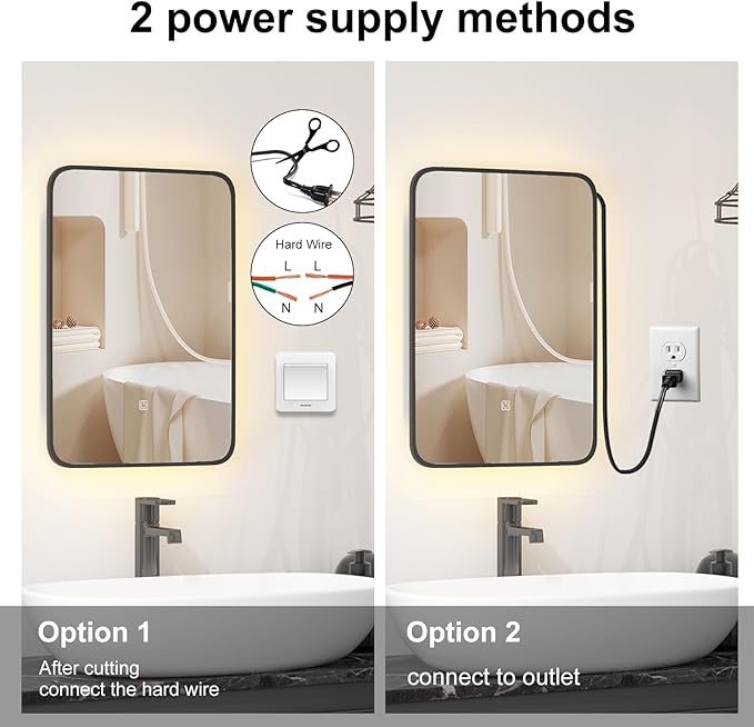 Recessed Medicine Cabinets for Bathroom Medicine Cabinet with Mirror and Lights,Backlight Lighted Medicine Cabinet,Black Medicine Cabinets Wall Mounted,Bathroom Mirror with Storage 16x24