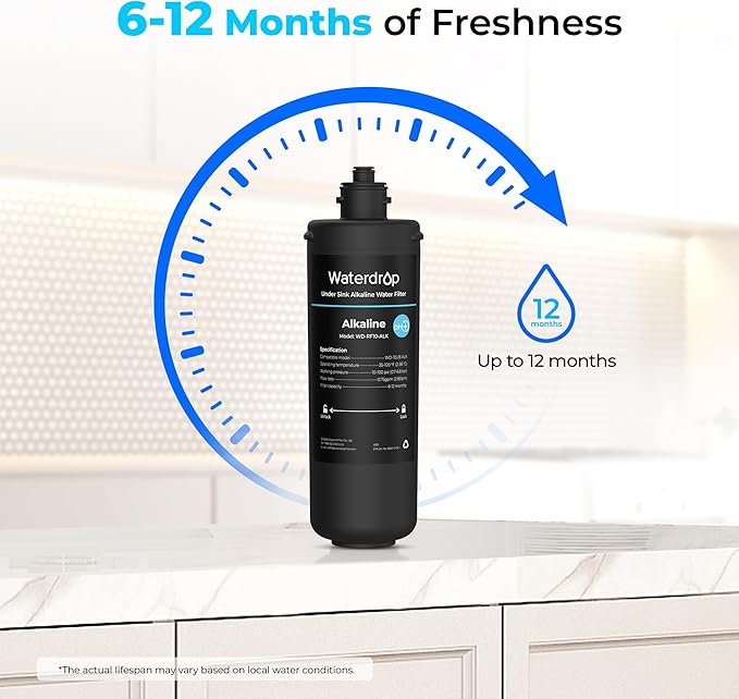 Waterdrop RF10-ALK Replacement Filter Cartridge for 10UB-ALK Alkaline Under Sink Water Filter, 6-12 months