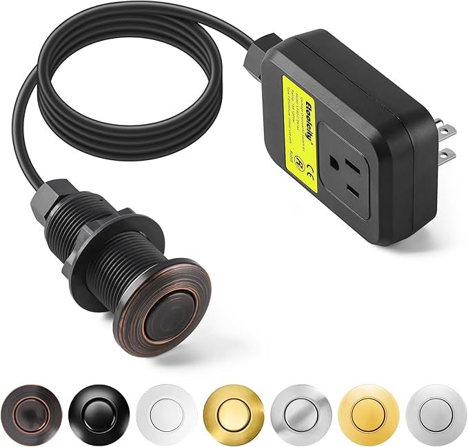 Garbage Disposal Air Switch Kit Sink Top Waste Disposal Long Stainless Steel Oil Rubbed Bronze On/Off Air Button Food and Waste Disposals Part by Etoolcity, UL Listed