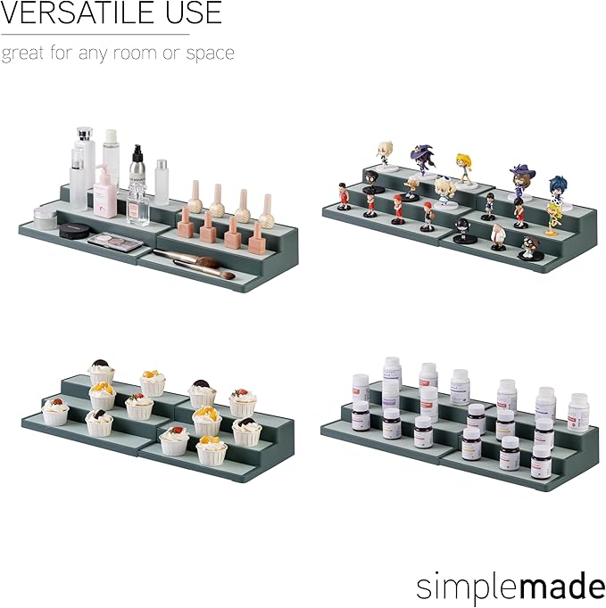 SIMPLEMADE 3-Tier Spice Rack Organizer - Versatile Storage Shelf for Kitchen, Bathroom, Bedroom & Office, Set of 2, Expandable Sage