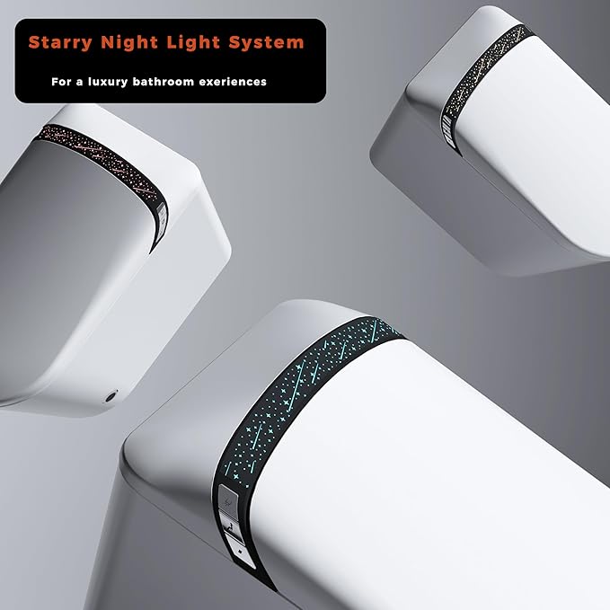 WinZo Luxury Smart Toilet with Elongated Heated Bidet Seat, Auto Flush, LED Display, Multiple Wash Modes with Starry Night Light Comfort ADA Height,(Matte Grey)