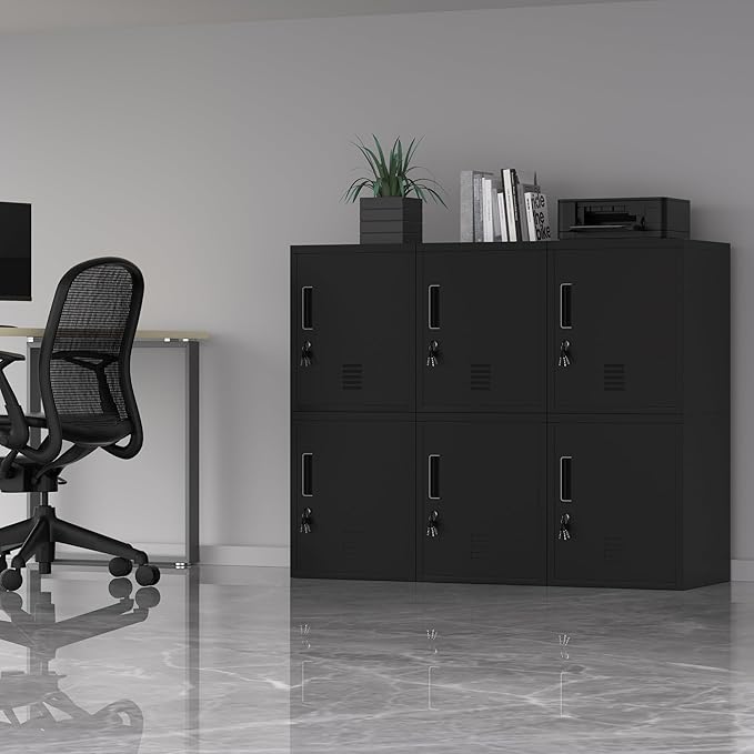 Metal Storage Locker Cabinet with Locking Door and Adjustable Shelf for Home Office Classroom Workshop Organization (Black)