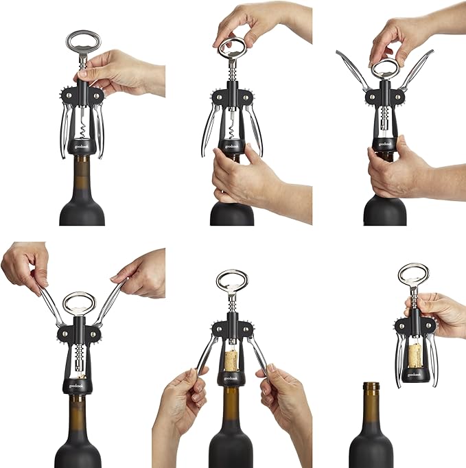 GoodCook Gourmet Deluxe Winged Corkscrew, Stainless Steel Worm, Universal Fit For All Cork Sizes