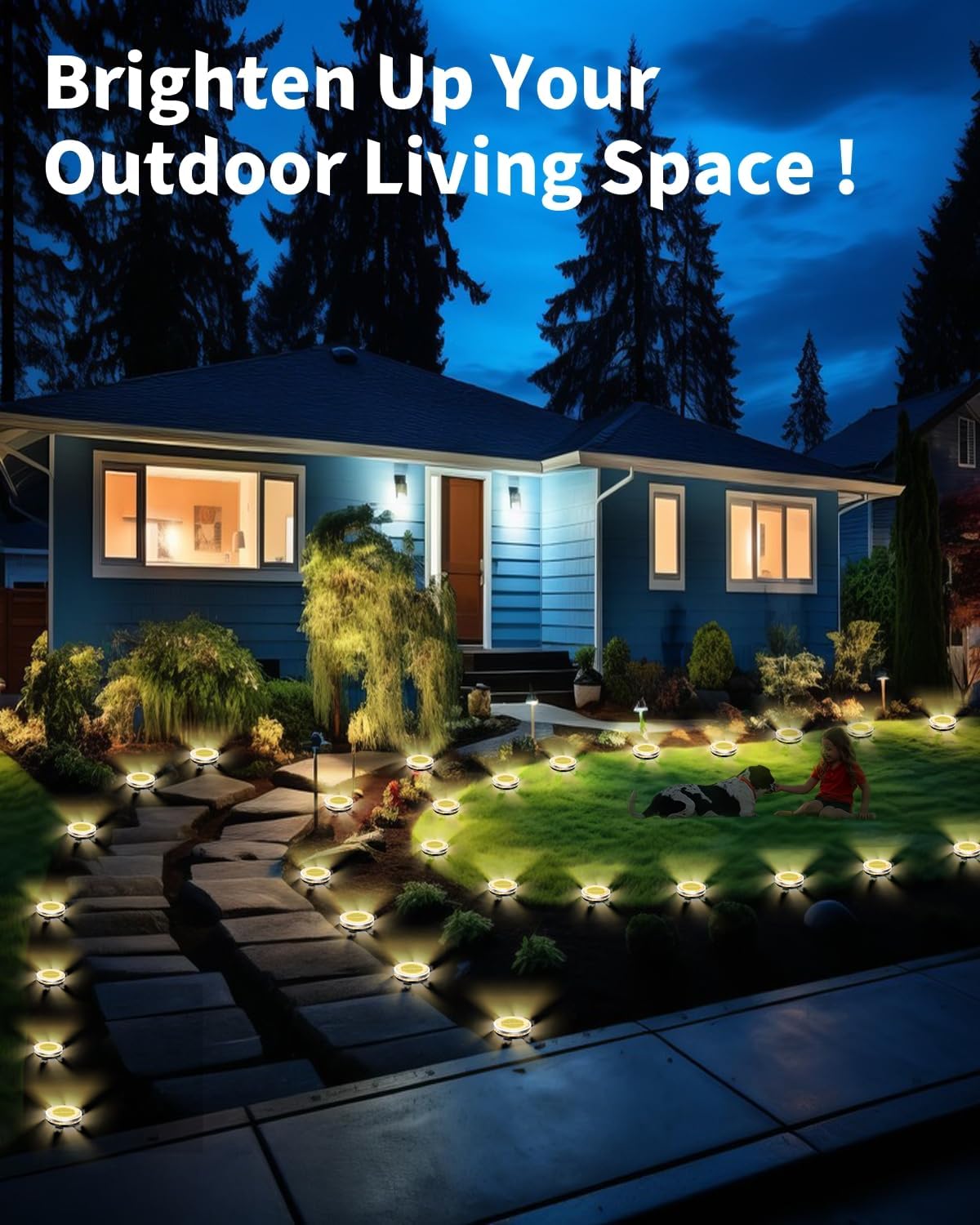 Solar Ground Lights Outdoor 12 Pack Waterproof, Upgraded Solar Garden Lights with 4 Side Light, Stainless Steel Solar Powered Disc Landscape Light for Walkway Pathway Lawn Yard Patio Deck-Warm White