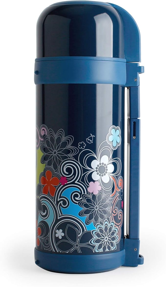 French Bull Double Wall Stainless Steel Vacuum Insulated Bottle, Travel Mug, Tumbler, Thermos, Flask with Easy Open Spill-Proof Lid, 50oz, Navy