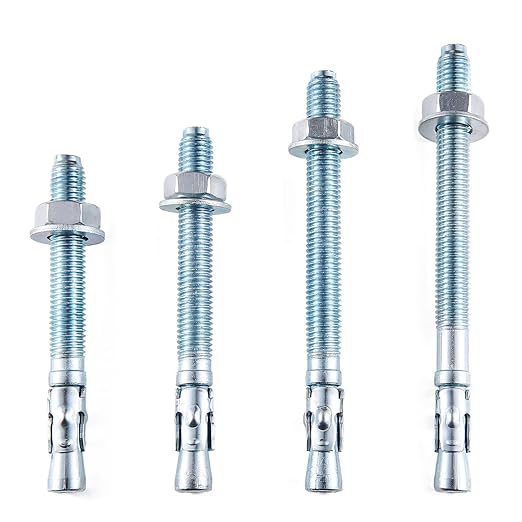 20 Pcs M12 4 Sizes Wedge Anchors - Concrete Anchors for Cement, Concrete & Steel - Base Plate & Wedge Anchor Bolts with Screws Kit (20, M12 Wedge Anchors Set)