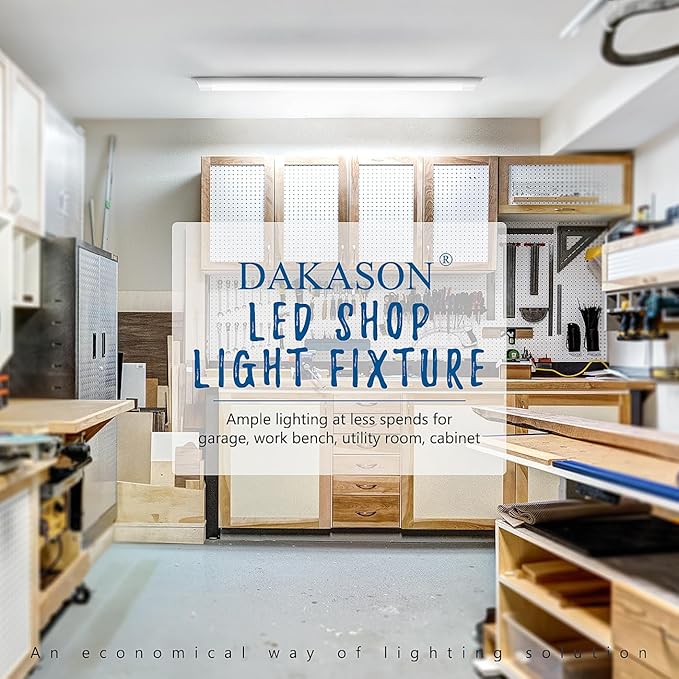 DAKASON 4-Pack 4FT LED Closet Light Fixture, 4-Foot Flush Mount Garage Ceiling Lighting 36W 4320lm, 48in Flat Panel Lights Hardwired for Basement, Kitchen, Utility, 3/4/5000K Adjustable No Plug