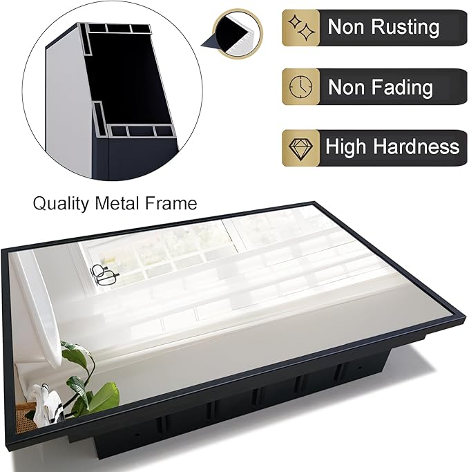 Recessed Medicine Cabinets with Mirror, Black Bathroom Mirror with Storage, Rectangle Medicine Cabinet Mirror, Farmhouse Framed Wall Mirror Recessed or Surface Mount, 16x20 Inch