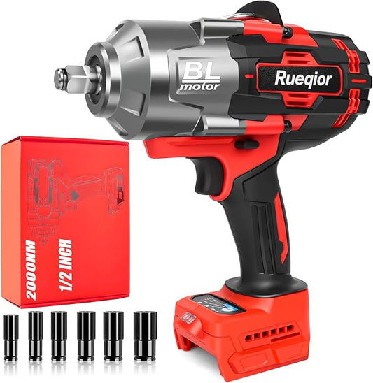 Cordless Impact Wrench 1/2" for Milwaukee 18V Battery, Impact Wrench 1450FT-LBS(2000N.m) High Torque Brushless Electric Impact, with 4 Modes Power Impact Driver for Car, Truck, Mower (No Battery)