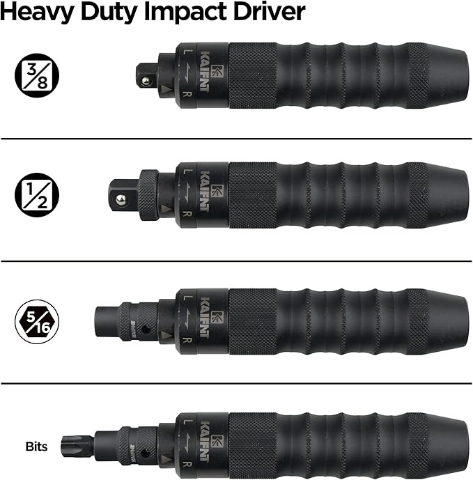 K504 Heavy Duty Manual Impact Driver Set, 3/8-Inch 1/2-Inch, 25-Piece