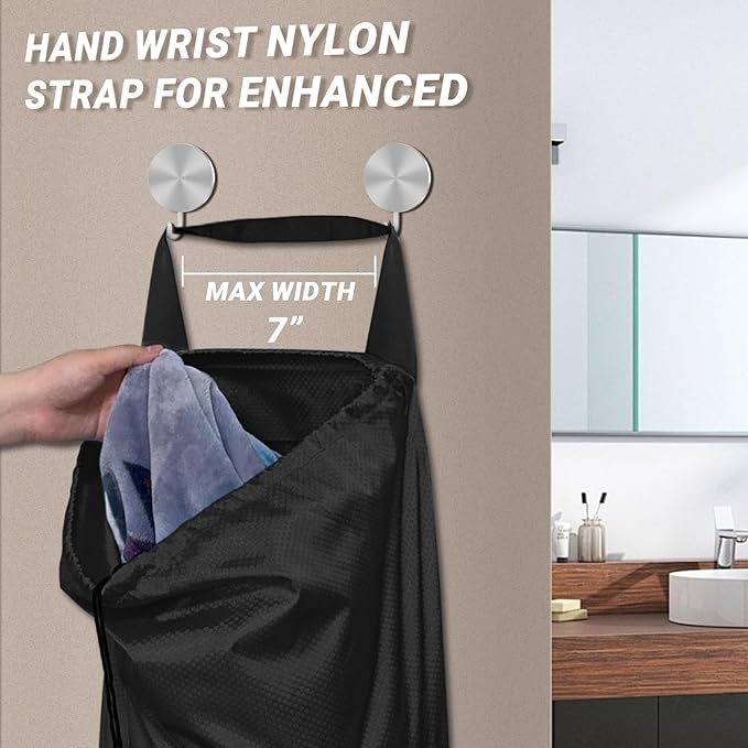 Laundry Bag with Shoulder Straps and Mesh Pocket Laundry Backpack Large Portable Laundry Hamper for College Travel, Laundromat, Apartment (Black)