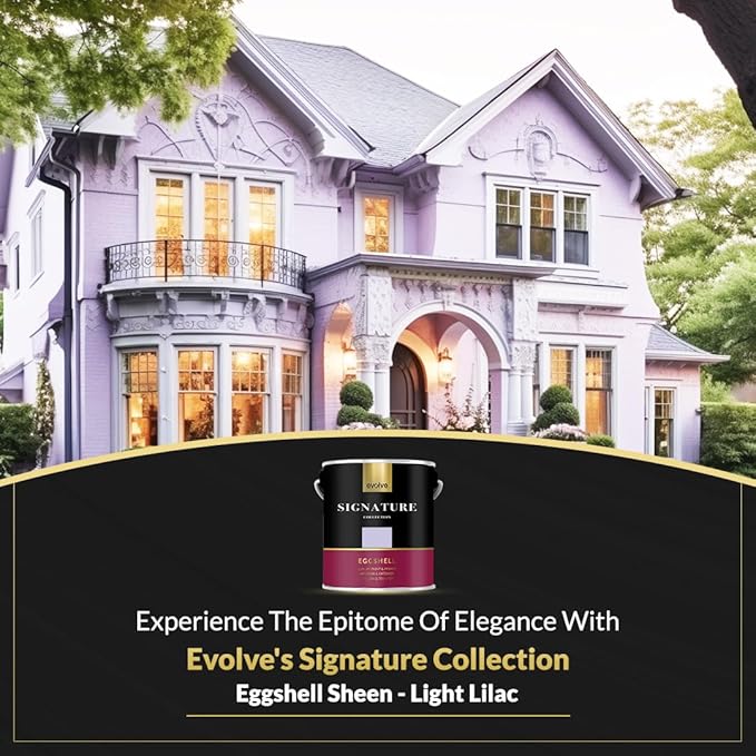 EVOLVE Signature Paint & Primer: Luxury Paint & Primer for Indoor & Outdoor Surfaces, Minimal Odor, Eggshell Sheen (Light Lilac, 1 Gallon)
