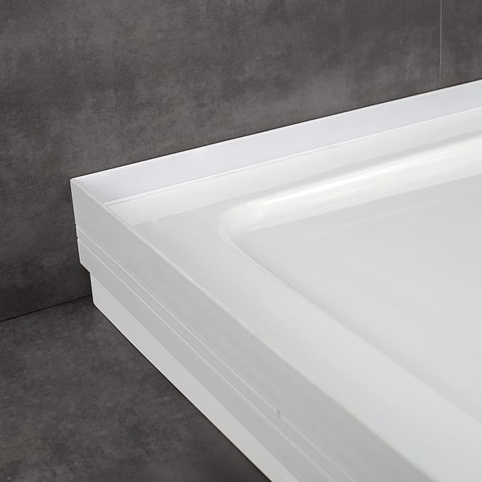 OVE Decors 60-in W x 32-in D Shower Base Pan Rectangle, Hidden Side Drain, White Acrylic, Reversible Design