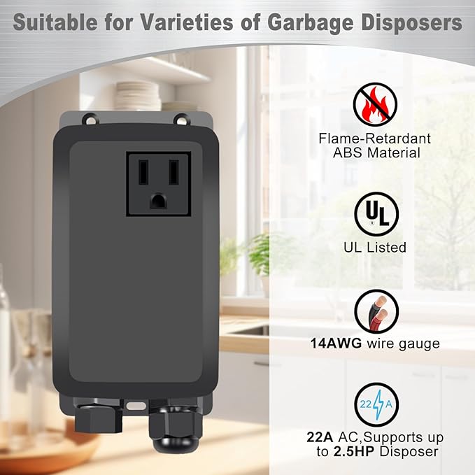 Garbage Disposal Air Switch Kit, Garbage Disposal Button Brushed Nickel, Sink Top Waste Disposer On/Off Switch, UL Listed Air Switch Compatible with All Garbage Disposals (Chrome Silver)