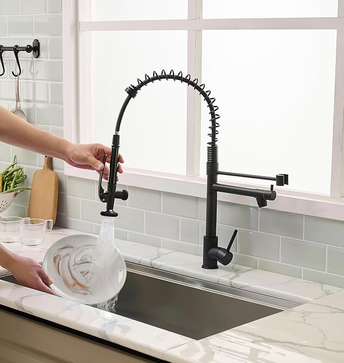 Fapully Black Kitchen Faucet,Commercial Pull Down Kitchen Sink Faucet with Sprayer