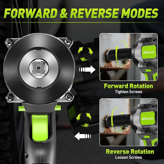 1/2 Impact Gun for Ma-kita 18v Battery, 850Nm (630Ft-lbs) High Torque, Cordless Impact Wrench, 3-Speed, 4 Cr-V Sockets, LED Light, Variable Speeds, Electric Wrench for Car Tire, Mower Lug Nut