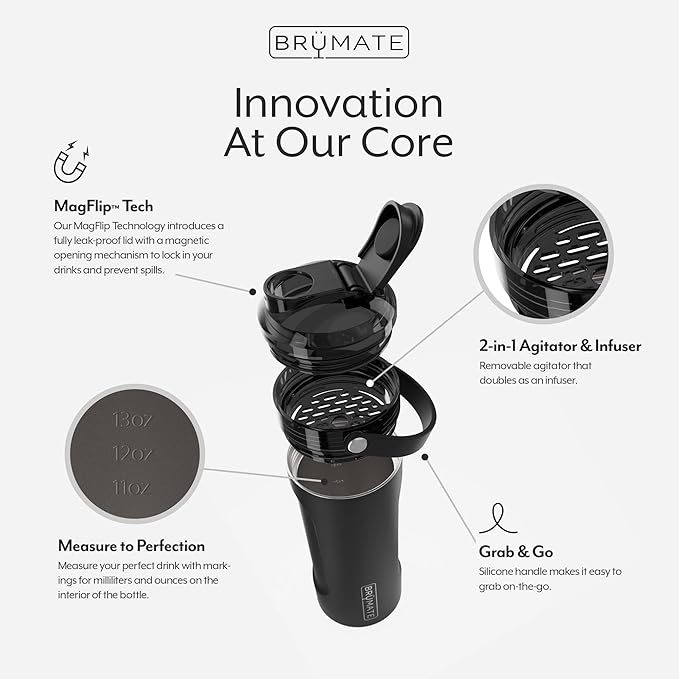 BrüMate MultiShaker Blender Shaker Bottle | 100% Leakproof Insulated Stainless Steel Shaker Bottle | The Perfect Shaker Cup, Protein Shaker Bottle, and Pre Workout Bottle for the Gym | 26oz (Blush)