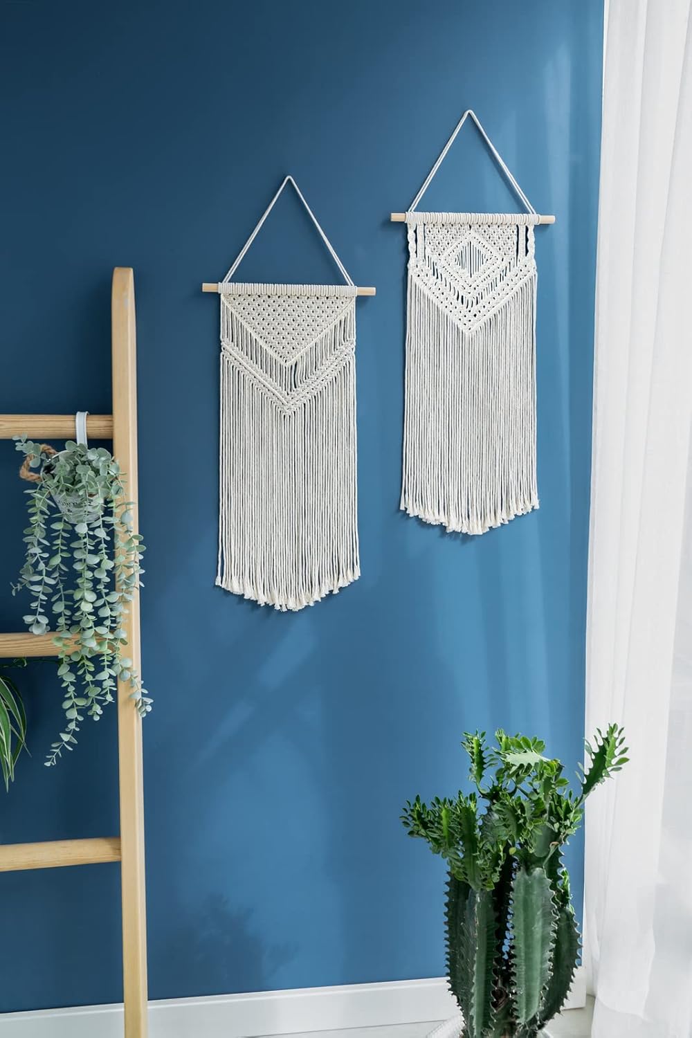 Dahey 2 Pcs Macrame Wall Hanging Woven Tapestry Wall Art Decor - Beautiful for Boho Home Decor, Apartment, Nursery, Party Decorations, 26" L×13" W, Medium