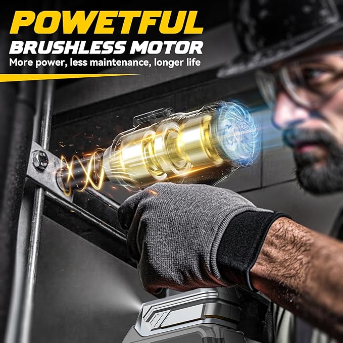 Cordless Impact Wrench 1/2 inch for Dewalt 20V Battery, 750Ft-lbs(1000N. m) Brushless High Torque Power Impact Wrench Gun Tool with LED Work Light and Belt Clip (Battery Not Included)