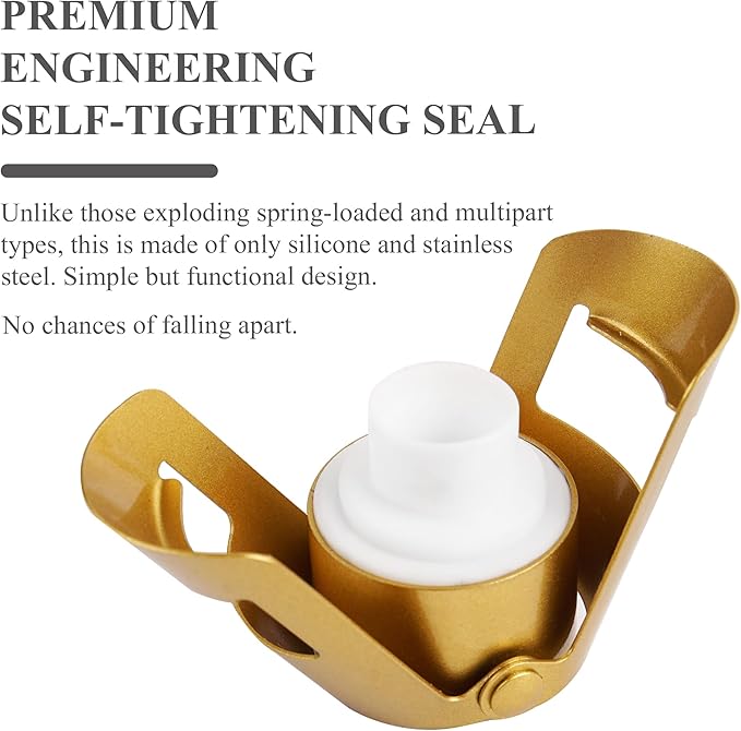 LIZIMANDU Champagne Stopper, Stainless Steel Bottle Plug Sealer for Sparkling Wine, Superior Leak,keeps Wine, Champagne, Prosecco, Cava, and Sparkling Wine fresh longer(1-Bling Gold)