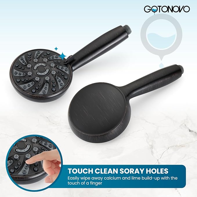 gotonovo Single-Handle Shower Faucet Set Shower Kit with Valve Shower Head and Handle Set Shower Trim Kit with 6 Modes ABS Handheld Shower Fixtures Shower Valve and Trim Kit Oil Rubbed Bronze