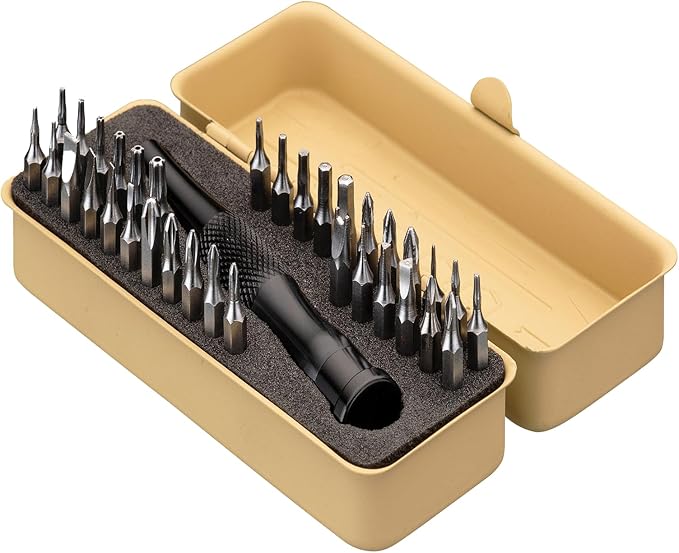 KESI Tool Torx Bit Set 35-Piece, 2 In-1 Bits Ratchet, Flex Locking Head Design with 34-piece Precision S2 Bits Magnetic Bit Holder and Compact Paint Metal Case, Multi-function