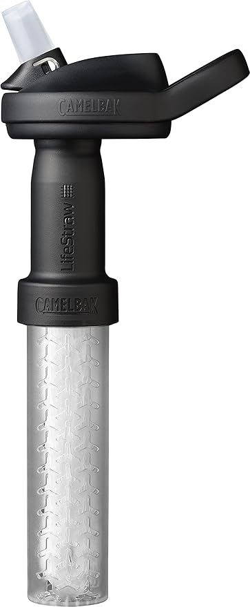 CamelBak eddy+ Water Filter Water Bottle by LifeStraw Integrated 2-Stage Filter Straw - For Hiking, Backpacking, Travel, and Emergency Preparedness - 32oz Vacuum Insulated Stainless Steel, White