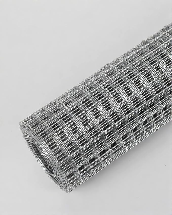 Hardware Cloth 16in x 20ft 1/2 Inch 19 Gauge, Hot-Dipped Galvanized Welded Wire Mesh, Low Carbon Steel, Animal Cage Wire Netting, Garden Wire Mesh