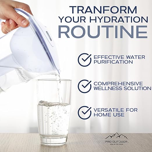 Purified Clean Crystal-Clear Water Filter Pitcher: Experience Enhanced Extraordinary Refreshing Hydration, Enjoying Convenience, Efficient and Quality You Deserve (White - 3.8 LTS)