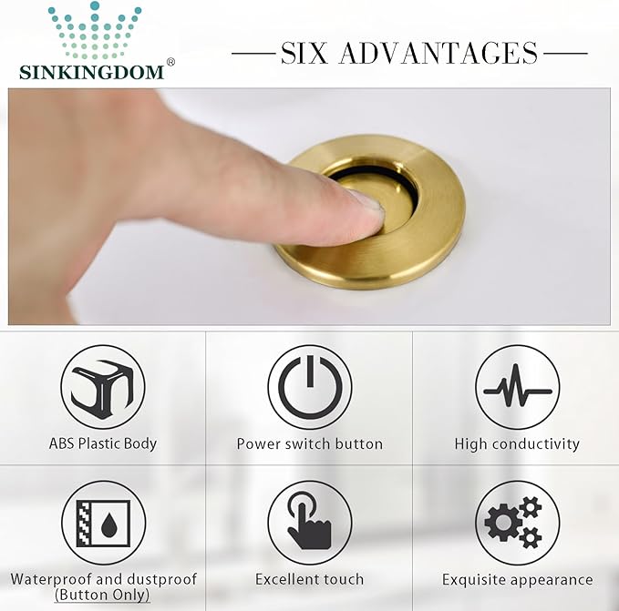 Garbage Disposal Air Switch Kit with with Long Button, Champagne Bronze (Brass Cover)