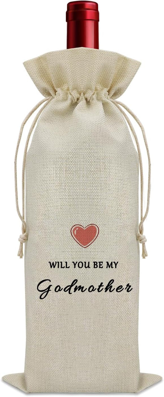 Godmother Proposal Gift Wine Bag Godmother Gifts from Godchild Baptism Godmommy Gifts for Mothers Day Wine Bottle Decoration Bag Christian Godmother Gifts Wine Accessories Gifts for Wine Lovers