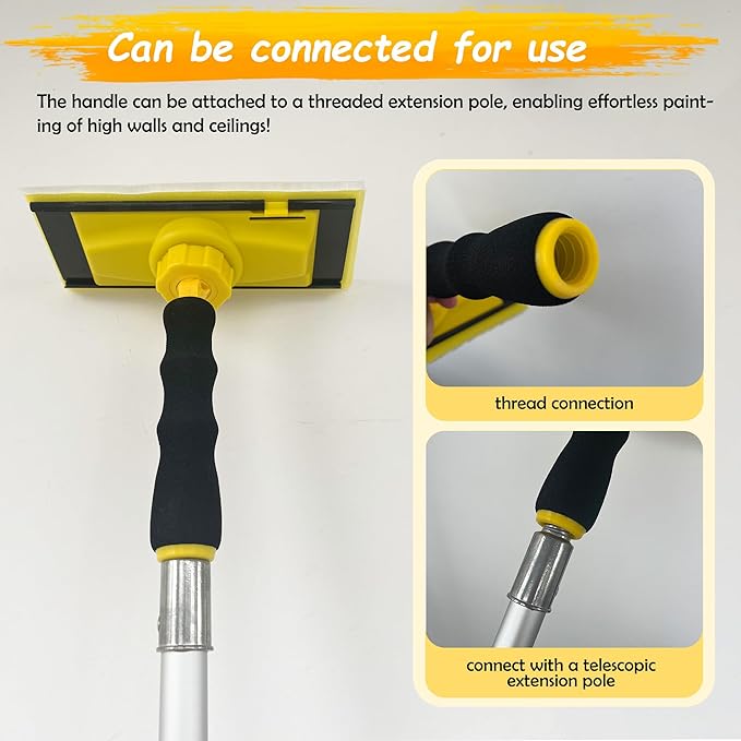 Paint Edger Tool Kit, 9 Inch Paint Pad Set, 7 PCS Paint Edger with Trim, Touch-Up Pad,Corner Wall and Ceiling Pad Painter,360° Rotation Handle Paint Edger Trimmer with Refill Pads