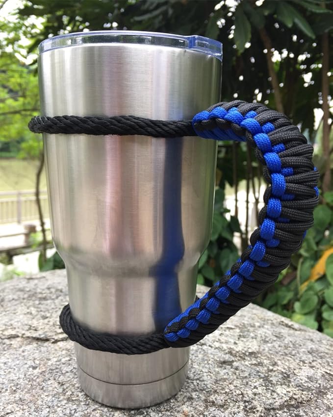 Handmade Paracord Handle for Yeti/Rtic/Ozark Trail Rambler 30 Oz Tumbler. Blue/black