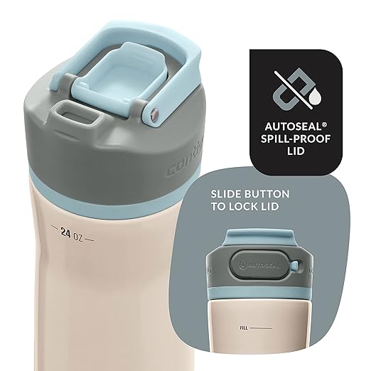 Contigo Clybourn Chill Stainless Steel FreeFlow Filter Water Bottle with AUTOSEAL, 24oz., Salt