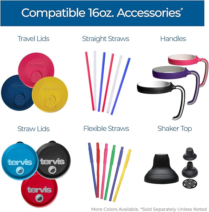 Tervis Travel Lid Made in USA Double Walled Insulated Tumbler Travel Cup Keeps Drinks Cold & Hot, Fits 16oz Tumblers, Fuchsia