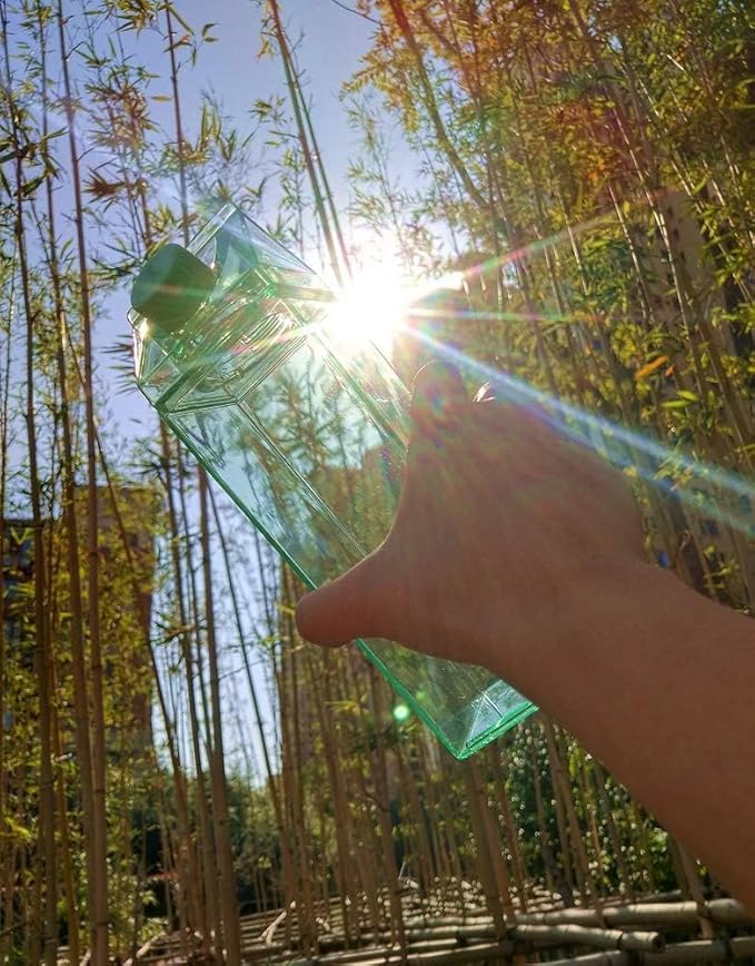 Jinberry 1000ml/34oz Cute Leakproof Clear Milk Carton Water Bottle Portable Drinkware for Outdoor Climbing Tour or Camping