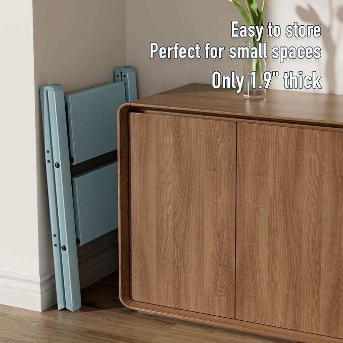 2 Step Ladder,Aluminum Folding Step Stool for Adults,Step Ladder with Wide Anti-Slip Pedal,330 lbs Capacity for Home,Office,Kitchen,Library(Blue)