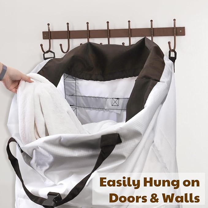 Backpack Laundry Bag, 125L Extra Large Travel Laundry Backpack, Waterproof Oxford Fabric Hamper Bag with Shoulder Straps, Extendable Dirty Clothes Bags for College Laundromat Apartment, Khaki