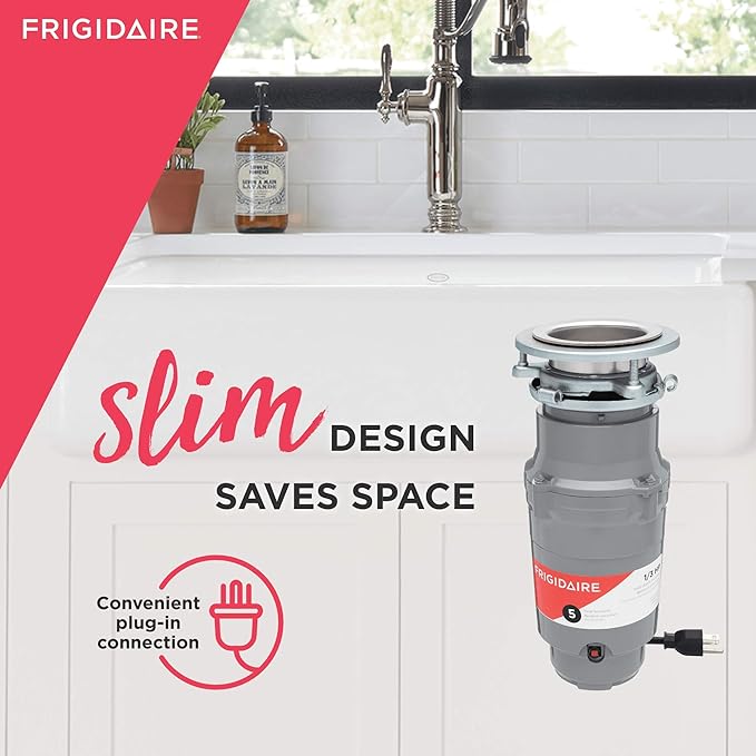 Frigidaire 1/3 HP Corded Garbage Disposal for Kitchen Sinks | FF03DISPC1