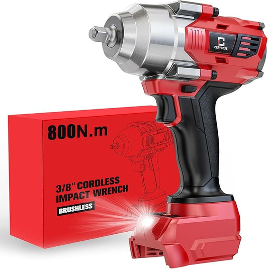 Cordless Impact Wrench 3/8" Compatible with Milwaukee 18V Battery, 600Ft-lbs (800N·m), Brushless Electric Impact Driver, 2400 RPM, LED Light – Compact, Light-Duty(No Battery)