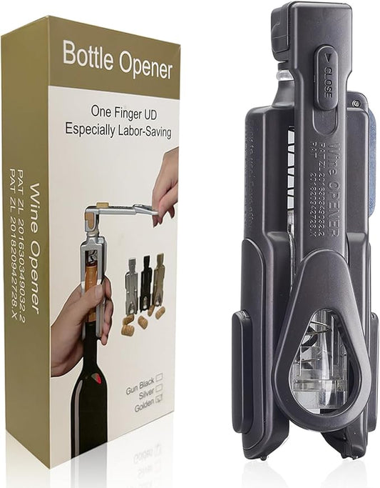 Wine Opener, Wine Corkscrew With Foil Cutter, 6 Inches, Easy To Use And Lightweight Wine Bottle Opener, Black