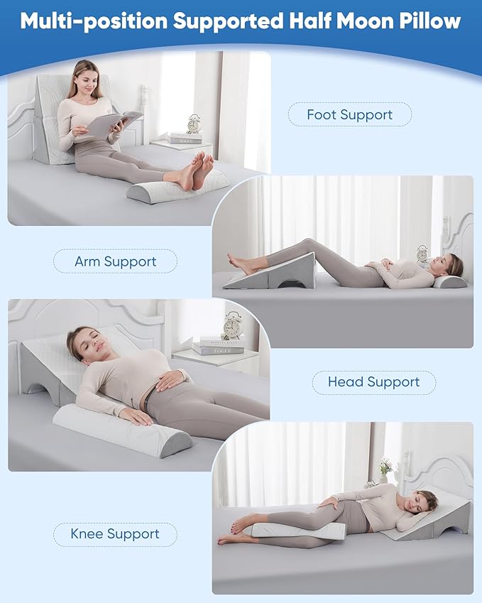 Forias Adjustable 10" Bed Wedge Pillow for Sleeping, Versatile Triangle Wedge Pillows for After Surgery, Acid Reflux, Snoring, Gerd,Leg Elevation, Foldable Wedge Pillow with Headrest Pillow